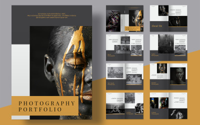 Modèle de portfolio de photographie noir et jaune