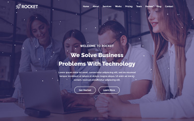 Rocket — rozwiązania IT i usługi biznesowe Potężny szablon strony docelowej HTML5