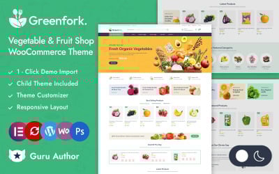 Greenfork - Tema adaptable para Elementor WooCommerce para tiendas de comestibles y productos orgánicos
