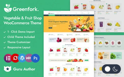 Greenfork - Tema responsivo do Elementor WooCommerce para mercearia e loja orgânica