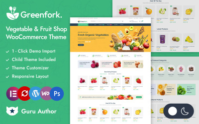 Greenfork - Tema responsivo WooCommerce Elementor per negozi di alimentari e prodotti biologici
