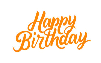 Free happy birthday yellow lettering on white background