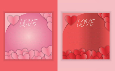 Vector cartões de amor vermelhos e rosa brilhantes