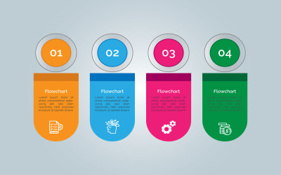 Fyra steg fyrkantig infographic element design.