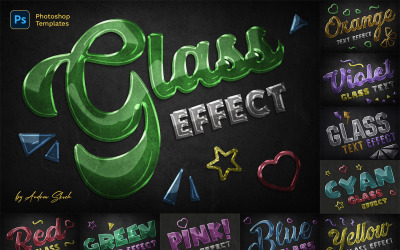 Glastexteffekter Photoshop-mallar
