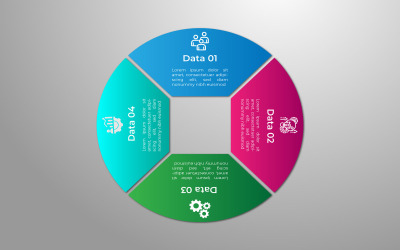 4-stufiges Vektor-Infografik-Design im Kreisstil.