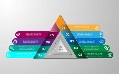 Progettazione di elementi infografici aziendali triangolari vettoriali eps.