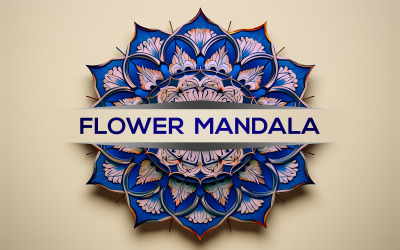 Blå mandala | blå färg mandala design | skylt blå mandala design | blå mandala mockup