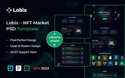 Lobix - PSD-шаблон ринку NFT