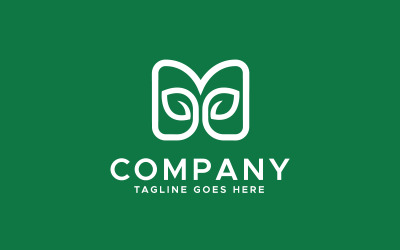 M brief blad plant logo ontwerpsjabloon