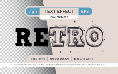 Retro Star - edytowalny efekt tekstowy, styl czcionki