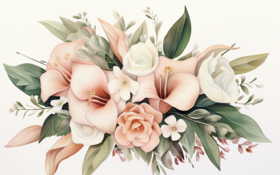 Watercolor Flowers Bouquets, illustration background 05