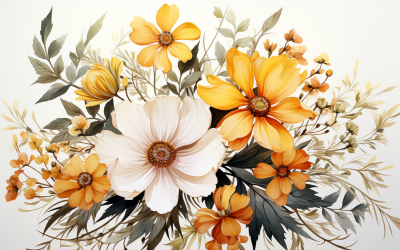 Watercolor Flowers Bouquets, illustration background 20