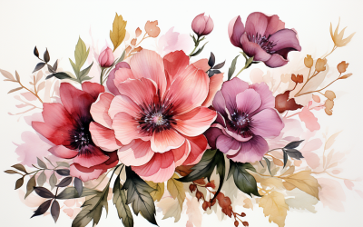 Akvarell blombuketter, illustration bakgrund 42