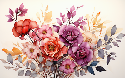 Watercolor Flowers Bouquets, illustration background 57