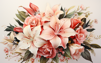 Watercolor Flowers Bouquets, illustration background 78