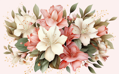 Watercolor Flowers Bouquets, illustration background 84
