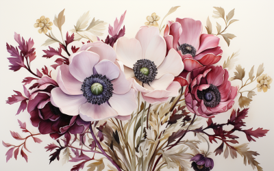 Букети акварельних квітів, тло ілюстрації 87