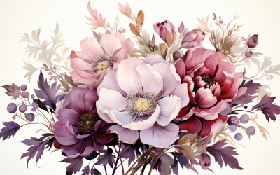 Watercolor Flowers Bouquets, illustration background 92