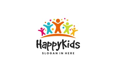 Boldog gyerekek szórakoztató logó sablon