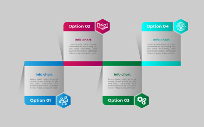 4-stufiges Infografik-Vorlagendesign im Polygon-Stil.