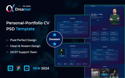 Modelo PSD de CV de portfólio pessoal