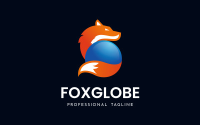 Modern Fox Globe Logo Şablonu
