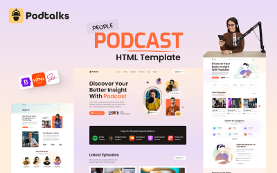 Podtalks: modello di sito Web HTML per podcast premium