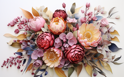 Watercolor Flowers Bouquets, illustration background 101