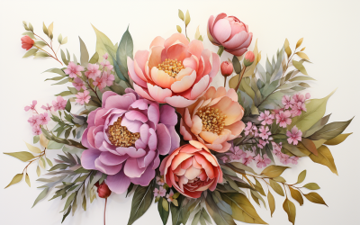 Watercolor Flowers Bouquets, illustration background 105
