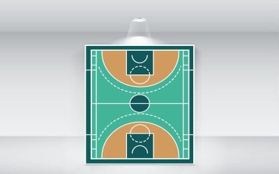 Basketball Court Vector Template Top View