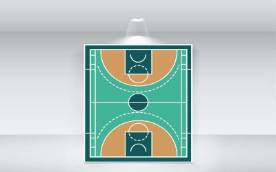 Basketbol Sahası Vektör Şablonu Üstten Görünüm