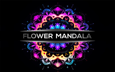 Blommandala design | neon blomma mandala | tecken mandala identitet | mandala design