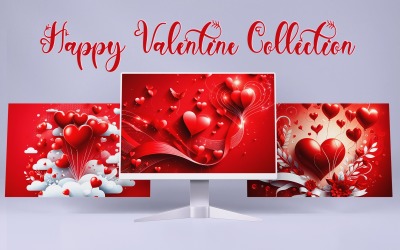 Collection Of 3 Happy Valentine&#039;s Day Background Illustration With Hearts