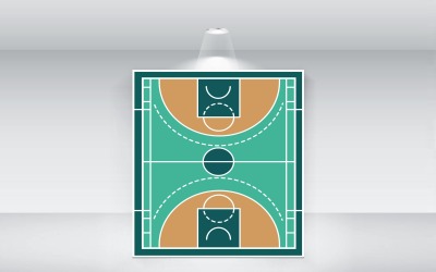 Modèle vectoriel de terrain de basket-ball, vue de dessus