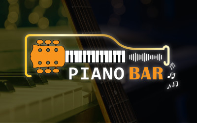 Plantilla de logotipo de diseño de barra de piano