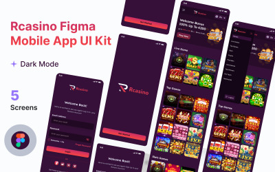 Rcasino - шаблони набору інтерфейсу додатка Mobile Figma для казино