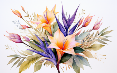 Watercolor Flowers Bouquets, illustration background 124