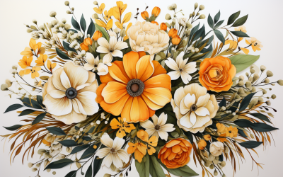 Watercolor Flowers Bouquets, illustration background 140