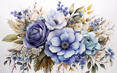 Watercolor Flowers Bouquets, illustration background 154