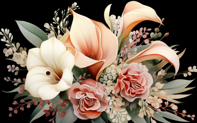 Watercolor Flowers Bouquets, illustration background 169