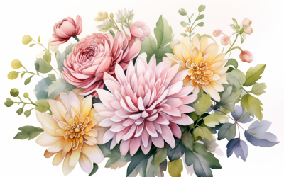 Bouquets de fleurs aquarelles, fond d&amp;#39;illustration 198