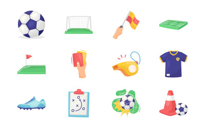 Conjunto de objetos aislados de fútbol