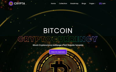 Crypta – криптовалюта біткойн, шаблон цільової сторінки для торгівлі криптовалютами