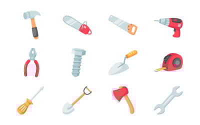 Ensemble d&amp;#39;objets isolés d&amp;#39;outils de construction