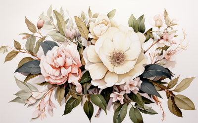 Watercolor Flowers Bouquets, illustration background 178