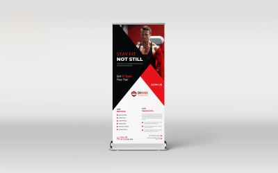 Fitness and gym roll up banner template design