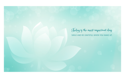 Inspirierender Hintergrund 14400x8100px mit Lotus und Botschaft über das Leben in der Gegenwart