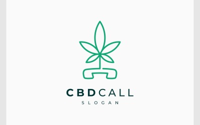 Logotipo De Teléfono De Llamada De Cáñamo CBD De Cannabis