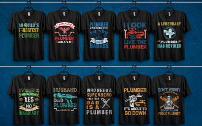 Lot de modèles de t-shirts de plombier